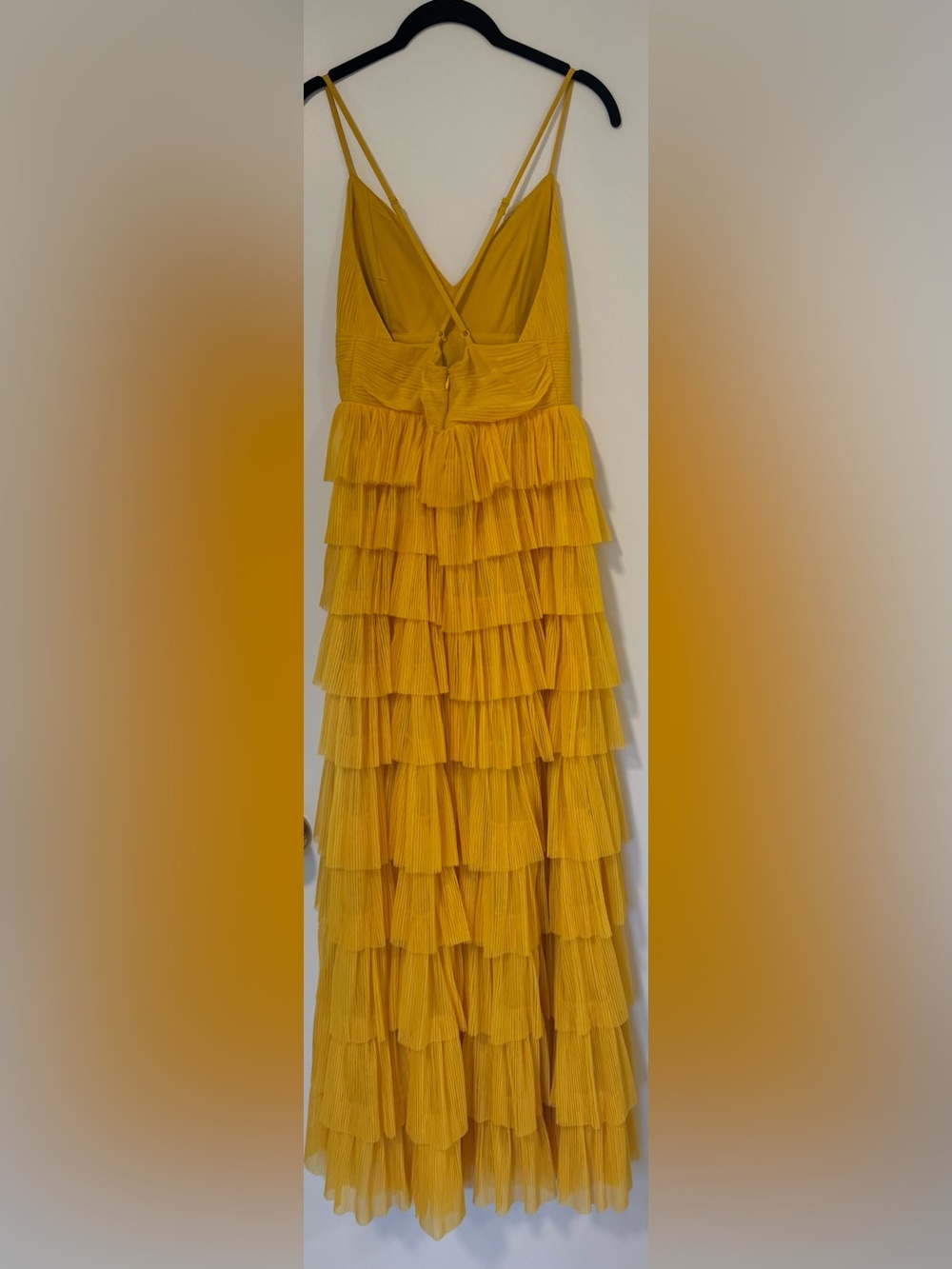 NWT Lulu's Vibrant Yellow Tiered Maxi Dress - Picture 5 of 8